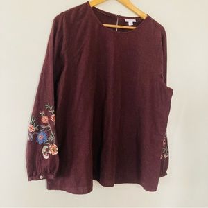 J Jill large embroidered purple tank tunic